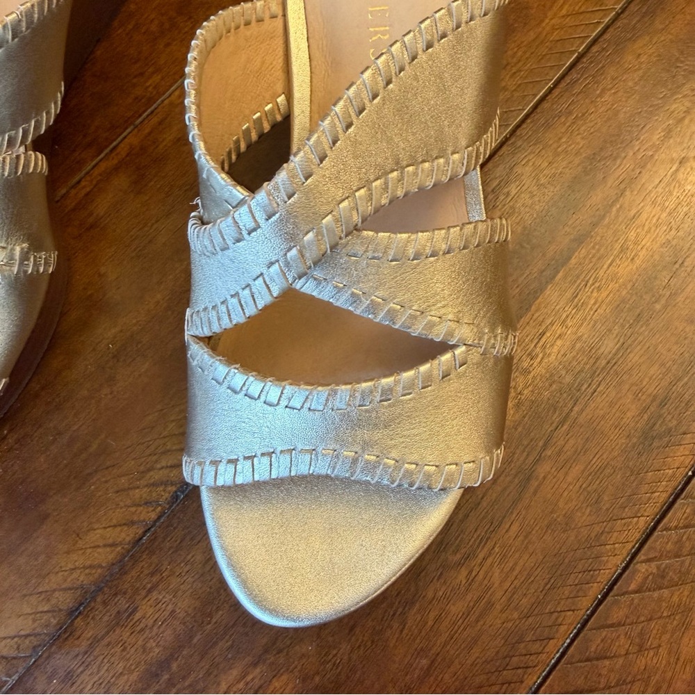 Jack Rogers Gold metallic Jackie Mid Wedge Sandals - Picture 2 of 6